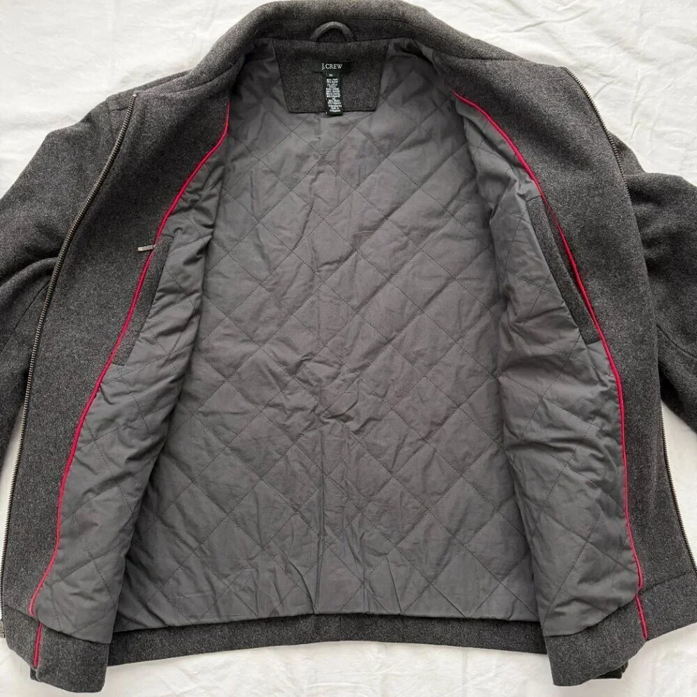 J CREW City Jacket Wool Blend Charcoal Night Gray XL